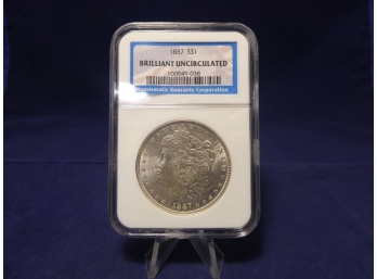1887 Morgan Silver Dollar Brilliant Uncriculated NGC