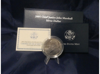 2005 Chief Justice John Marshall Uncirculated Silver Dollar Commemorative Coin