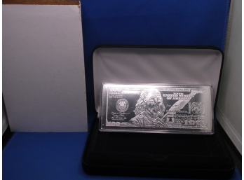 2016 4 Oz Silver Bar .999 Fine Silver $100 Bill - Boxed With APMEX COA