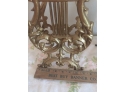 Vintage Gold Rococo Ornate Cast Metal Lyre Harp Music Stand/ Magazine Rack