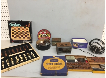Vintage Assortment-Scientific Jr Massage Instrument, Stamps, Games