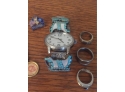 Vintage Men's Jewelry- Watch With Turquoise