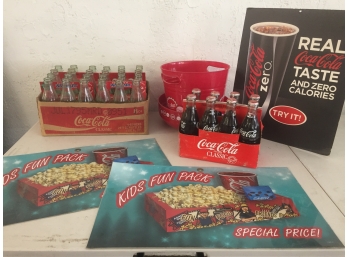 Vintage Cocoa Cola Theatre Items, Bottles And Clock - AURORA PICK UP