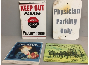 Original Farm Bureau Poultry House Metal Sign, Original Parking Sign, Older Reproduction Signs