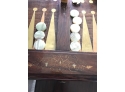 Vintage Backgammon/ Game Table From Pakistan W/ Brass Inlays