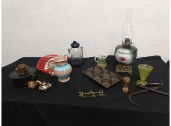 Vintage Assortment- Pitcher Made In CZ, Oil Lamp And More