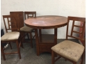 Wooden Pub Table W/ 3 Chairs And 12' Leaf