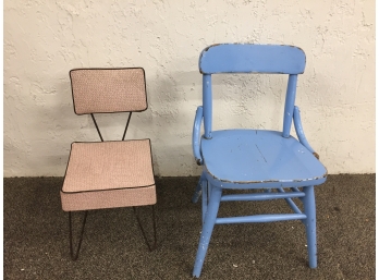 BLUE CHILDS CHAIR,  PINK RETRO CHILDS CHAIR