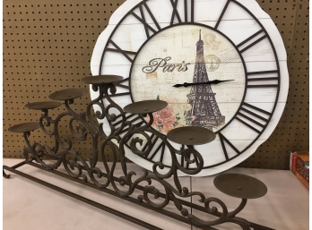 Home Decor Variety, Clock Wooden, Candle Holder Metal