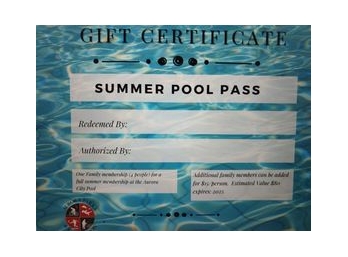 Aurora Pool -Family Pool Pass -For 4, Be One Of The First Ones To Get Your Pool Pass To The New Pool!