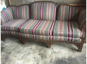 Vintage Victorian Style 84' Couch, Beautiful Wood Detail And The Upholstery Is In Great Condition