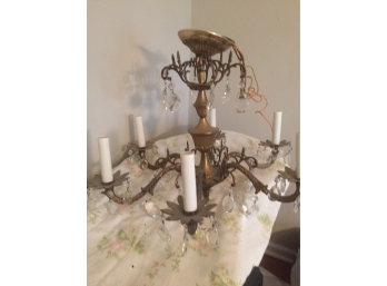 1970's Vintage Chandelier With Glass Ornaments