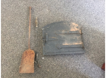 Antique Fireplace Door And Tools