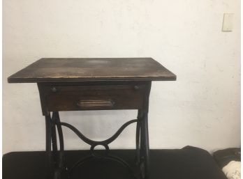 Antique Desk With Cast Iron Base
