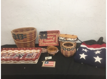 Patriotic Assortment Basket And Flag, 1 Royce Basket