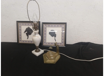 Vintage Marble Lamp And Silhouettes
