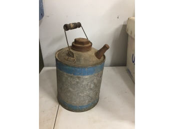 Vintage Gas Can With Blue Stripe
