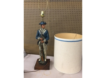 Vintage Blue And White Revolutionary War Soldier Lamp
