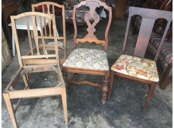 4 Antique/vintage Chairs, 2 Without Seats Would Make Great Planters