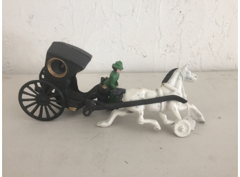 Antique Cast Iron Horse And Carriage, - AURORA PICK UP