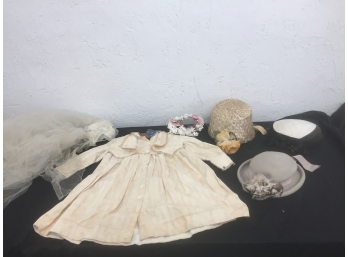 Antique Ladies Hats And Child's Dress