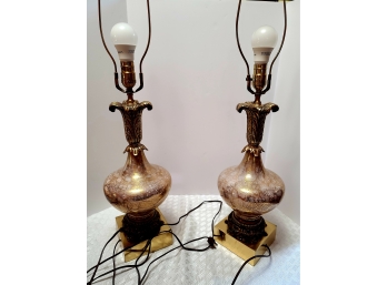 Stunning Vintage Brass & Glass Lamps PICKUP ONLY