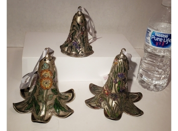 Vintage NWT Nyco Enameled Art Cloisonne Bell Ornaments