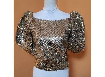 RAD 1980S Silver And Gold Sequined Top Modern Small