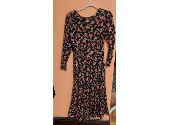 80s Does 1940s Floral Dress Size Small ALL IN STYLE NOW