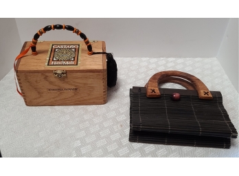 Vintage Cigar Box And Wood Purses