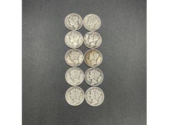 Ten Various Mercury Silver Dimes