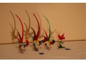 4 Art Glass Birds / 3 Tall - 10'h  Single Red Bird 5'h