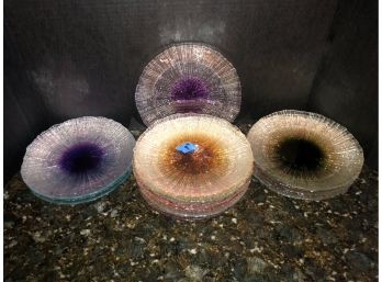 19 Multicolored Glass Plates - 9'D