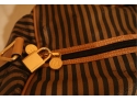 Vintage Fendi Striped Coated Canvas Travel Duffel Bag