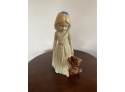 Ceramic Adolescent Girl Holding Stuff Dog Statue/figure