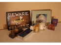 Assortment Of Decorative Items & Candles -  Measurements In Photo