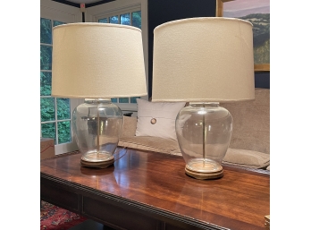 Pair Of Clear Glass Table Lamps