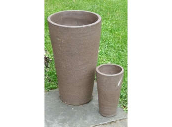 Pair Of Cement Planters - 26' & 14' Tall
