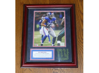 Framed NY Giants Osi Umenyiora Licensed Photo & Authentic Giants Stadium Turf - From Steiner Sports