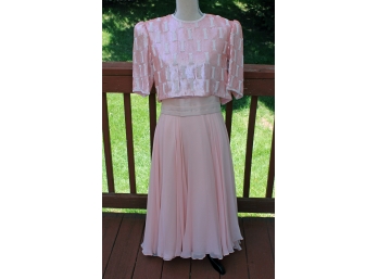 Vintage Richilene NY Pink Sequin & Chiffon Dress
