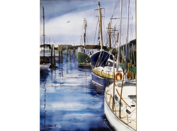 Original Watercolor Painting - Boating Scene