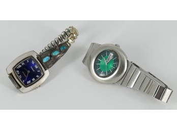 2 Vintage Women's Watches - Tissot / Seiko - Sterling Silver/Turquoise