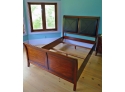 Alexander Julian Queen Size Wood Bed With Black Leather Headboard