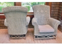 Pair Of Alexander Julian Collection Wicker Chairs With Metal Bases (Set 2)
