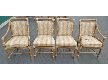 Set Of 4 Vintage McGuire Target Back Rattan Dining Chairs