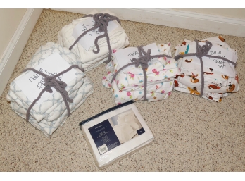 Bed Sheet Set Lot  - Flannel (Twin, Full, & Queen) And New Croft  Barrel Twin Sheet Set