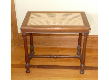 Antique  Wooden And Cane Bench