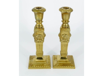 Pair Of Lacquered Brass Candle Holders