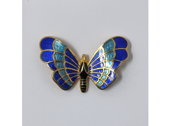 Vintage Enamel Butterfly Brooch Pin - Marked Italy