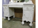 Antique Wood Vanity With Mirror - Painted White - The Vaughan Furniture Co.